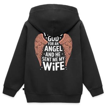 Frau Ehefrau Partnerin Familie Verheiratet - Kinder Premium Organic Zip Hoodie - Schwarz - Hinten - AI Model Kid Male (0cm)