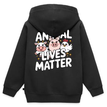 Végétarien Végétalien Végétarien Végétarien - Sweat Premium à capuche zippé enfant bio - noir - Dos - AI Model Kid Male (0cm)