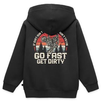 Fahre schnell werde schmutzig - Motocross Spruch - Kinder Premium Organic Zip Hoodie - Schwarz - Hinten - AI Model Kid Male (0cm)