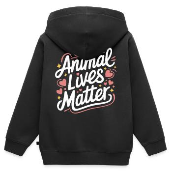 Végétarien Végétalien Végétarien Végétarien - Sweat Premium à capuche zippé enfant bio - noir - Dos - AI Model Kid Male (0cm)