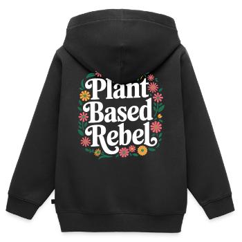 Végétarien Végétalien Végétarien Végétarien - Sweat Premium à capuche zippé enfant bio - noir - Dos - AI Model Kid Male (0cm)