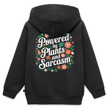 Végétarien Végétalien Végétarien Végétarien - Sweat Premium à capuche zippé enfant bio - noir - Dos - AI Model Kid Male (0cm)