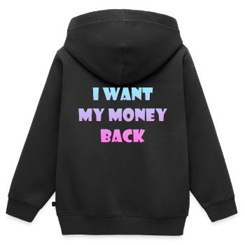 Dictons d’argent - Je veux récupérer mon argent - Sweat Premium à capuche zippé enfant bio - noir - Dos - AI Model Kid Male (0cm)