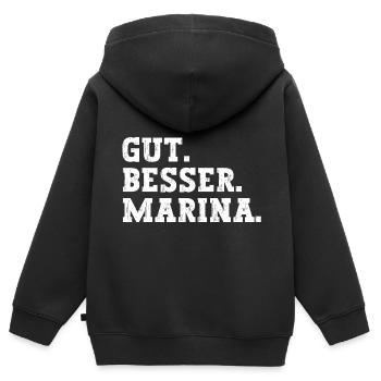 Gut Besser Marina Lustiger Spruch Name Marina - Kinder Premium Organic Zip Hoodie - Schwarz - Hinten - AI Model Kid Male (0cm)