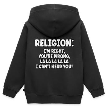 Lustiger Anti-Religions-Atheist-Agnostiker-Skeptiker - Kinder Premium Organic Zip Hoodie - Schwarz - Hinten - AI Model Kid Male (0cm)