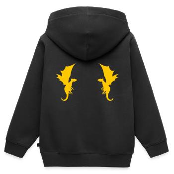 Motif Dragon Dragon - Sweat Premium à capuche zippé enfant bio - noir - Dos - AI Model Kid Male (0cm)