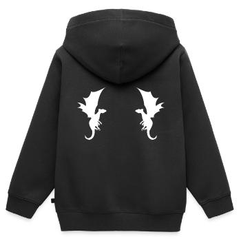 Motif Dragon Dragon - Sweat Premium à capuche zippé enfant bio - noir - Dos - AI Model Kid Male (0cm)