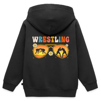 Wrestling - Kids Premium Organic Zip-up Hoodie - black - Back - AI Model Kid Male (0cm)
