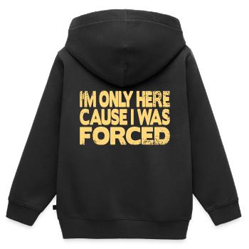 Ich bin nur hier weil ich gezwungen wurde - Kinder Premium Organic Zip Hoodie - Schwarz - Hinten - AI Model Kid Male (0cm)