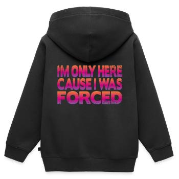Ich bin nur hier weil ich gezwungen wurde - Kinder Premium Organic Zip Hoodie - Schwarz - Hinten - AI Model Kid Male (0cm)