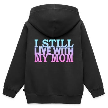 Je vis toujours avec ma mère - Sweat Premium à capuche zippé enfant bio - noir - Dos - AI Model Kid Male (0cm)