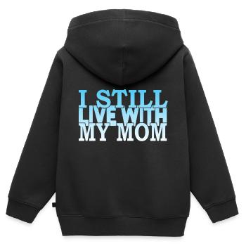 Je vis toujours avec ma mère - Sweat Premium à capuche zippé enfant bio - noir - Dos - AI Model Kid Male (0cm)