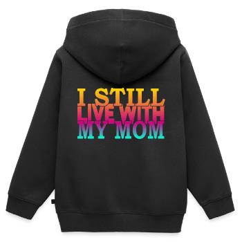 Je vis toujours avec ma mère - Sweat Premium à capuche zippé enfant bio - noir - Dos - AI Model Kid Male (0cm)