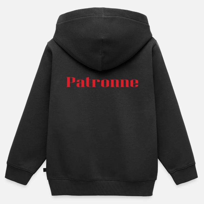 Patronne - Sweat Premium à capuche zippé enfant bio - noir