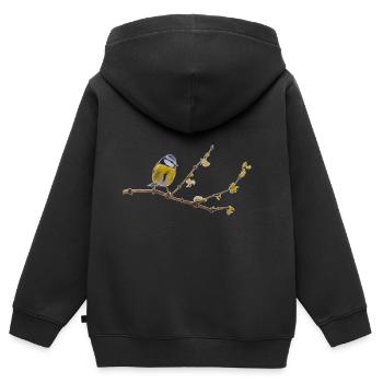 Blaumeise - Kinder Premium Organic Zip Hoodie - Schwarz - Hinten - AI Model Kid Male (0cm)