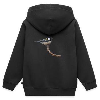 Kohlmeise - Kinder Premium Organic Zip Hoodie - Schwarz - Hinten - AI Model Kid Male (0cm)
