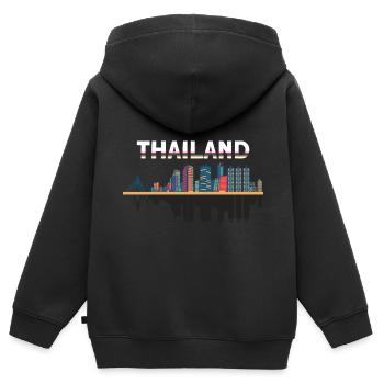 Thailand - Kinder Premium Organic Zip Hoodie - Schwarz - Hinten - AI Model Kid Male (0cm)