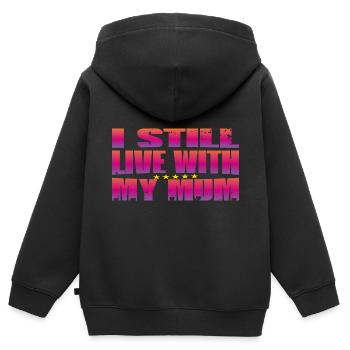 Je vis toujours avec ma mère - Sweat Premium à capuche zippé enfant bio - noir - Dos - AI Model Kid Male (0cm)