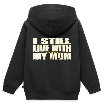 Je vis toujours avec ma mère - Sweat Premium à capuche zippé enfant bio - noir - Dos - AI Model Kid Male (0cm)