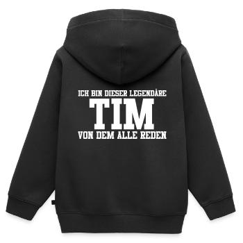 Tim Name Design - Kinder Premium Organic Zip Hoodie - Schwarz - Hinten - AI Model Kid Male (0cm)