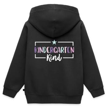 Kindergartenkind Regenbogen Ich bin jetzt im - Kinder Premium Organic Zip Hoodie - Schwarz - Hinten - AI Model Kid Male (0cm)