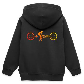 Femmes bmx vélo bmx jeunes hommes bmx cyclisme - Sweat Premium à capuche zippé enfant bio - noir - Dos - AI Model Kid Male (0cm)