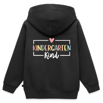 Kindergartenkind Regenbogen Ich bin jetzt im - Kinder Premium Organic Zip Hoodie - Schwarz - Hinten - AI Model Kid Male (0cm)