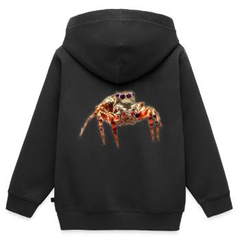 Araignées sauteuses araignées - Sweat Premium à capuche zippé enfant bio - noir - Dos - AI Model Kid Male (0cm)