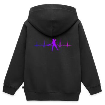 Pelote Basque Pelota vasca Femmes Pelote Hommes - Sweat Premium à capuche zippé enfant bio - noir - Dos - AI Model Kid Male (0cm)