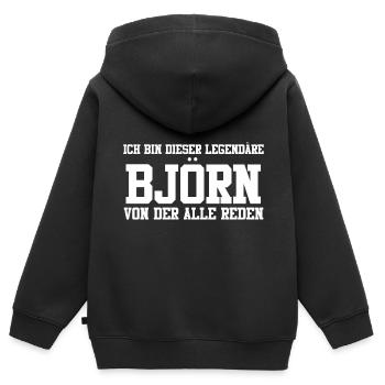Björn Name Design - Kinder Premium Organic Zip Hoodie - Schwarz - Hinten - AI Model Kid Male (0cm)
