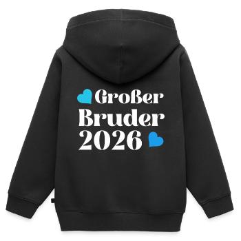 Werdender Großer Bruder 2026 – Stolz und Vorfreude - Kinder Premium Organic Zip Hoodie - Schwarz - Hinten - AI Model Kid Male (0cm)
