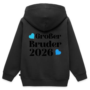 Großer Bruder 2026 Werdender Großer Bruder - Kinder Premium Organic Zip Hoodie - Schwarz - Hinten - AI Model Kid Male (0cm)