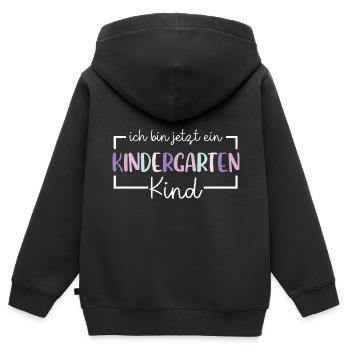 Kindergartenkind Regenbogen Ich bin jetzt im - Kinder Premium Organic Zip Hoodie - Schwarz - Hinten - AI Model Kid Male (0cm)