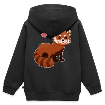 Roter Panda Panda Roux - Sweat Premium à capuche zippé enfant bio - noir - Dos - AI Model Kid Male (0cm)