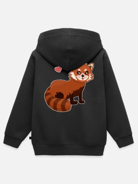 Roter Panda Red Panda - Premium børne zip-hættetrøje økologisk - sort