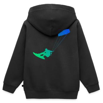 Kitesurf Kitesurf Kitesurfer Kitesurfers Kitesurf Hommes - Sweat Premium à capuche zippé enfant bio - noir - Dos - AI Model Kid Male (0cm)