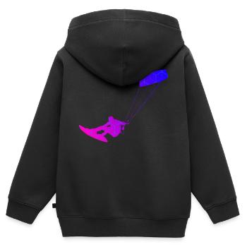 Kitesurf Féminin Kitesurf Kitesurf Kitesurf Kitesurf - Sweat Premium à capuche zippé enfant bio - noir - Dos - AI Model Kid Male (0cm)