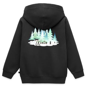 Winter Winterlandschaft Schnee Tannen - Kinder Premium Organic Zip Hoodie - Schwarz - Hinten - AI Model Kid Male (0cm)
