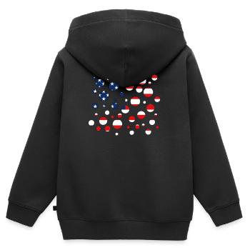 United States of America - Kinder Premium Organic Zip Hoodie - Schwarz - Hinten - AI Model Kid Male (0cm)