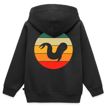 Béluga rétro - Sweat Premium à capuche zippé enfant bio - noir - Dos - AI Model Kid Male (0cm)