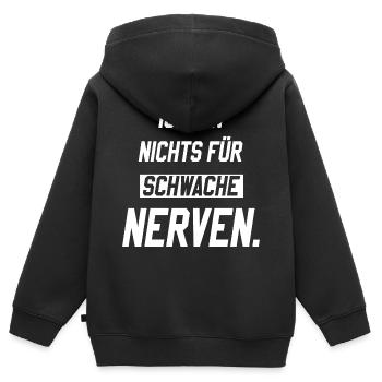 Ich bin nichts für schwache Nerven - Kinder Premium Organic Zip Hoodie - Schwarz - Hinten - AI Model Kid Male (0cm)