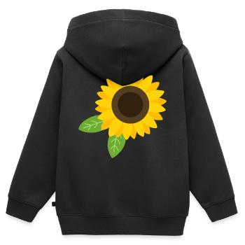 Sonnenblume - Kinder Premium Organic Zip Hoodie - Schwarz - Hinten - AI Model Kid Male (0cm)