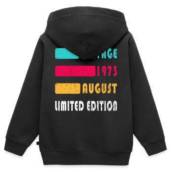 August 1973 Anniversary August 1973 August - Kids Premium Organic Zip-up Hoodie - black - Back - AI Model Kid Male (0cm)