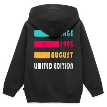 August 1993 Anniversary August 1993 August - Kids Premium Organic Zip-up Hoodie - black - Back - AI Model Kid Male (0cm)