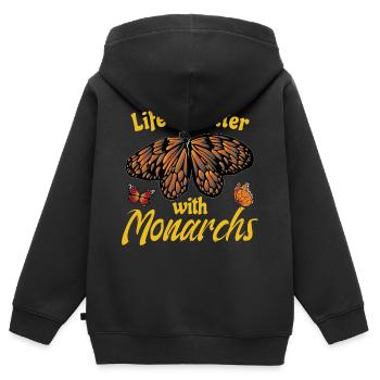 Das Leben ist besser mit Monarchen - Kinder Premium Organic Zip Hoodie - Schwarz - Hinten - AI Model Kid Male (0cm)