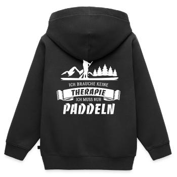SUP Ich brauche keine Therapie - nur Paddeln - Kinder Premium Organic Zip Hoodie - Schwarz - Hinten - AI Model Kid Male (0cm)