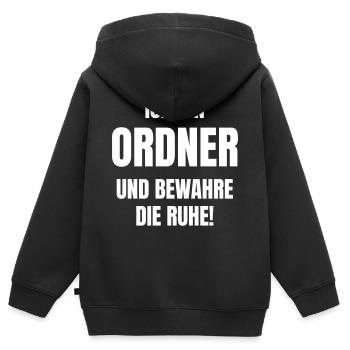 Ich bin Ordner und bewahre die Ruhe! - Kinder Premium Organic Zip Hoodie - Schwarz - Hinten - AI Model Kid Male (0cm)