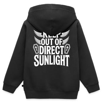 Tenir à l’abri de la lumière directe du soleil ! Vampire Goth Emo - Sweat Premium à capuche zippé enfant bio - noir - Dos - AI Model Kid Male (0cm)