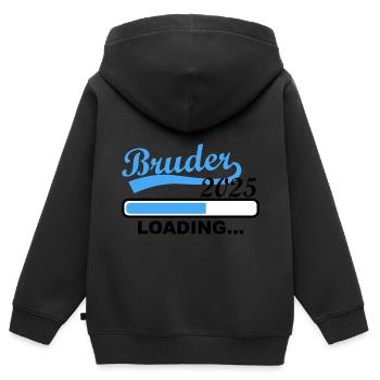 Großer Bruder 2025 loading, 2025 Großer Bruder - Kinder Premium Organic Zip Hoodie - Schwarz - Hinten - AI Model Kid Male (0cm)