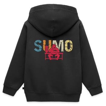 Sumo - Kinder Premium Organic Zip Hoodie - Schwarz - Hinten - AI Model Kid Male (0cm)